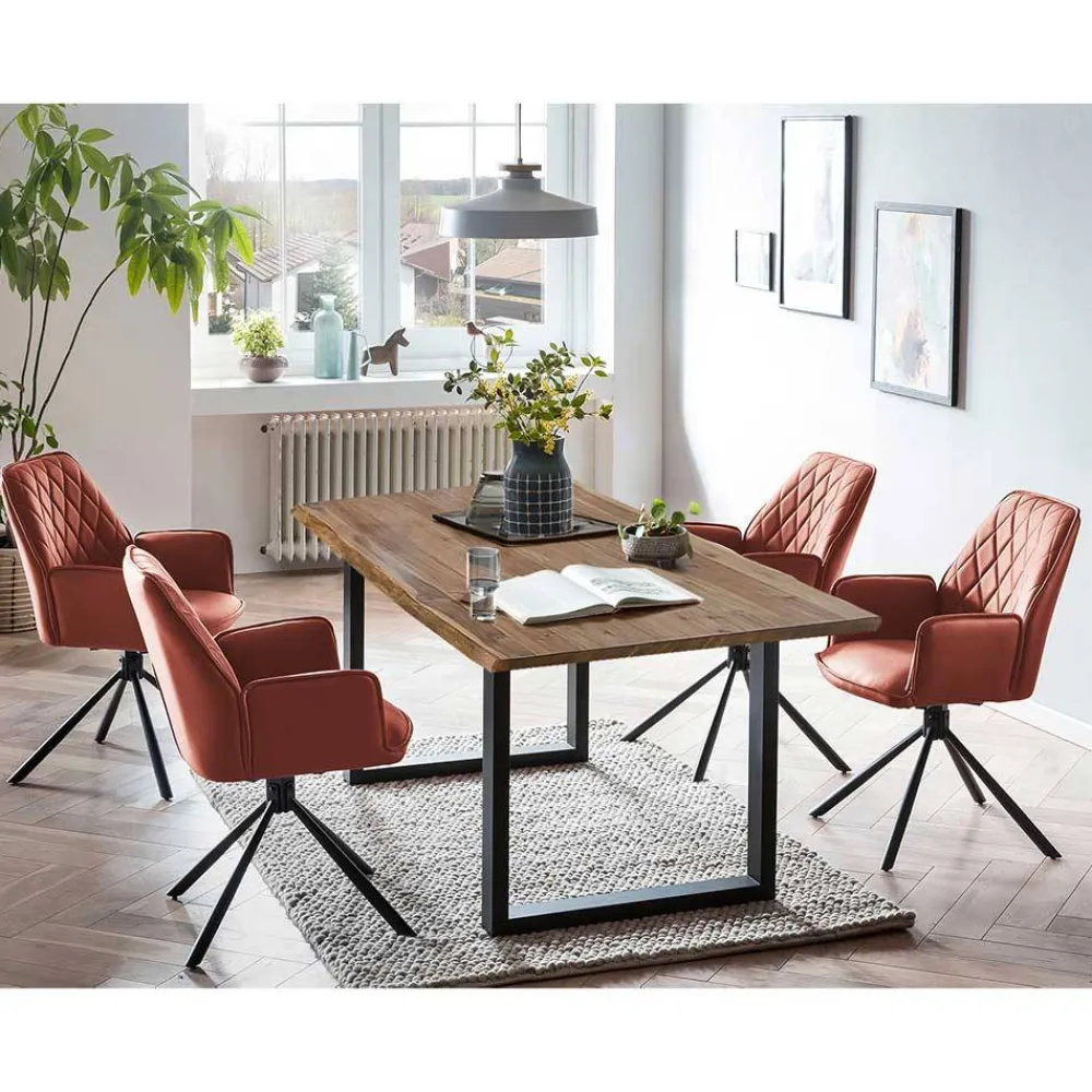 Wohnen Sitzgruppe|Küchen-Essgruppen*Esstisch mit Drehsesseln Set - Eboniar (fünfteilig)