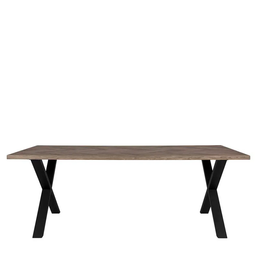 Wohnen Schwarze Möbel|Loft Möbel*Esstisch mit Eiche Furnier in Rauchfarben - Leya