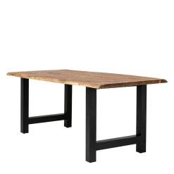 Wohnen Esstisch mit H-Gestell und Baumkanten Platte - Polardia
