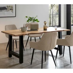 Wohnen Esstisch mit H-Gestell und Baumkanten Platte - Polardia