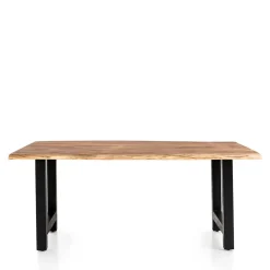 Wohnen Esstisch mit H-Gestell und Baumkanten Platte - Polardia