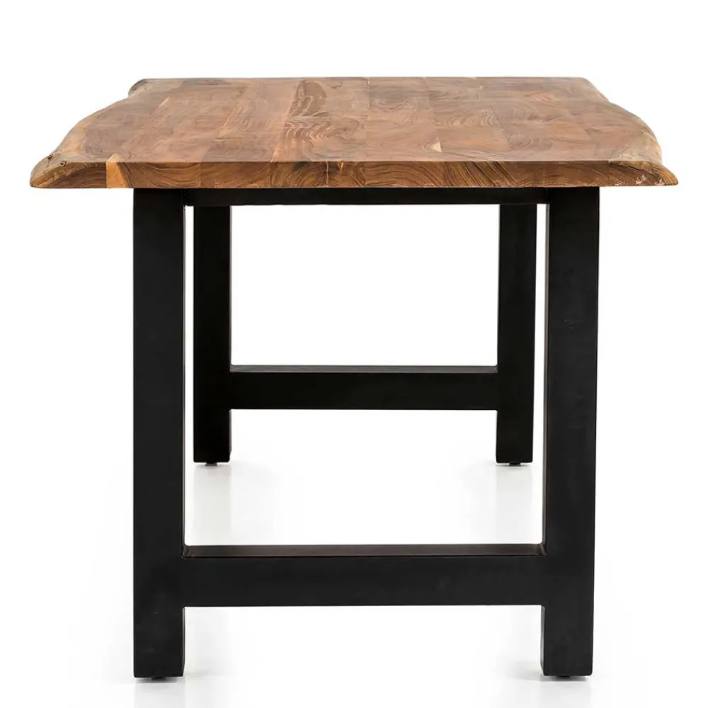 Wohnen Esstisch mit H-Gestell und Baumkanten Platte - Polardia