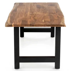 Wohnen Esstisch mit H-Gestell und Baumkanten Platte - Polardia