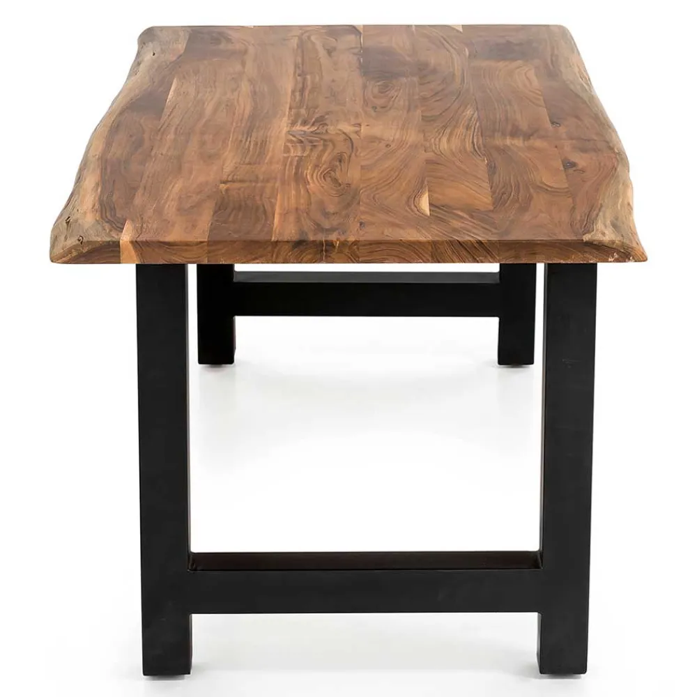 Wohnen Esstisch mit H-Gestell und Baumkanten Platte - Polardia