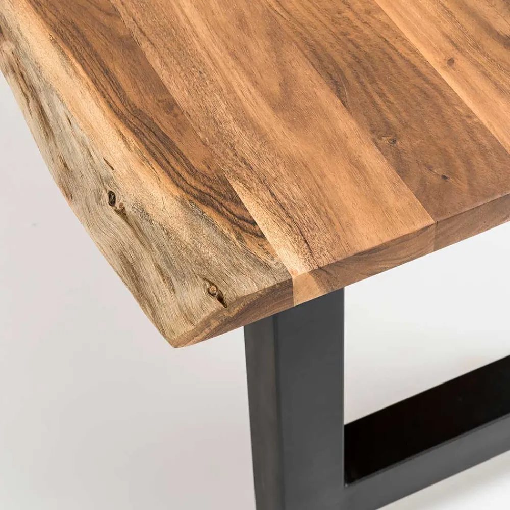 Wohnen Esstisch mit H-Gestell und Baumkanten Platte - Polardia