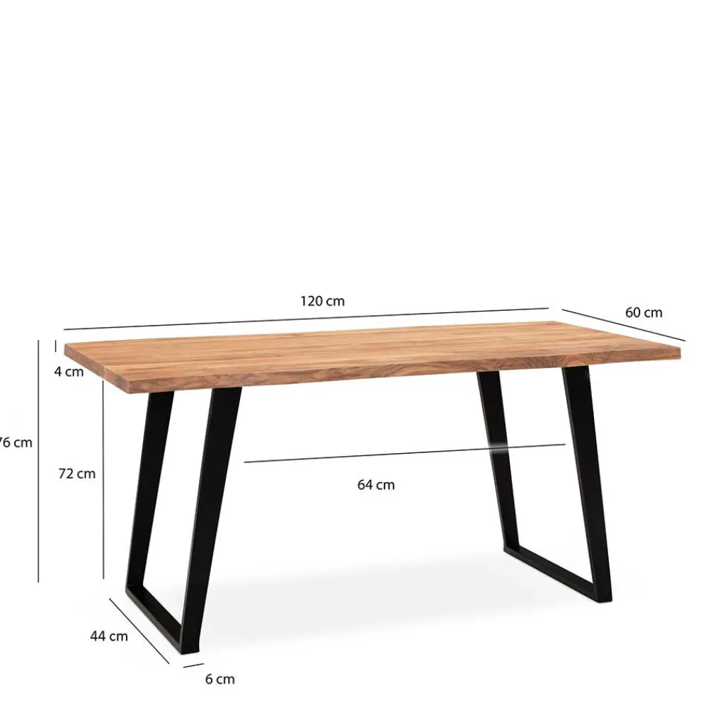 Wohnen Schwarze Möbel|Naturholzmöbel*Esstisch mit schrägen U-Beinen - Alice