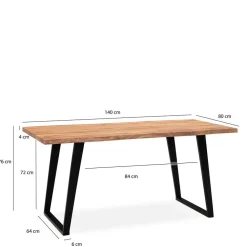 Wohnen Schwarze Möbel|Naturholzmöbel*Esstisch mit schrägen U-Beinen - Alice