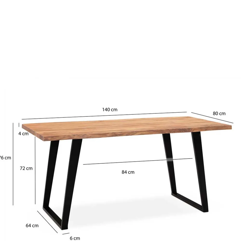 Wohnen Schwarze Möbel|Naturholzmöbel*Esstisch mit schrägen U-Beinen - Alice
