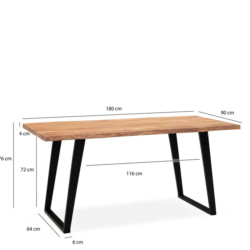 Wohnen Schwarze Möbel|Naturholzmöbel*Esstisch mit schrägen U-Beinen - Alice