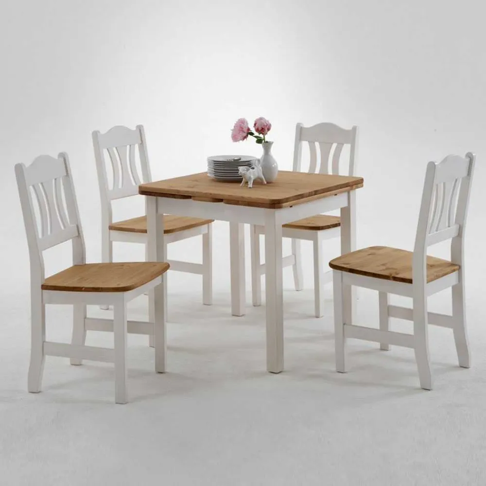 Wohnen Küchen-Essgruppen|Esszimmer Komplett*Esstisch mit Stühlen Vipe in Weiß (fünfteilig)