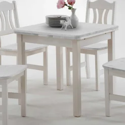 Wohnen Esstisch mit Stühlen Vironegras in Weiß (fünfteilig)