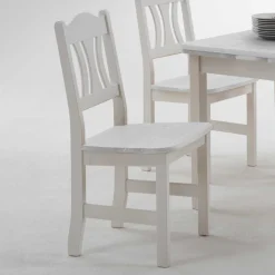 Wohnen Esstisch mit Stühlen Vironegras in Weiß (fünfteilig)