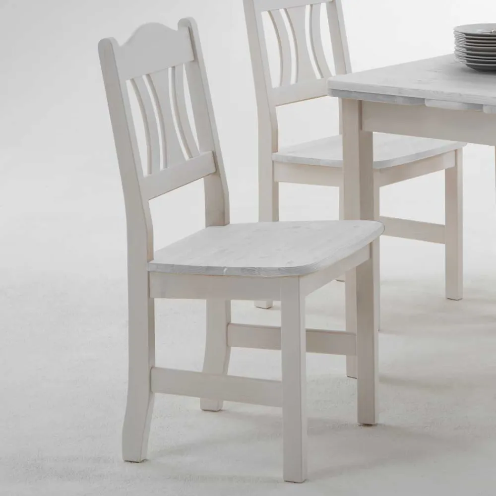 Wohnen Esstisch mit Stühlen Vironegras in Weiß (fünfteilig)