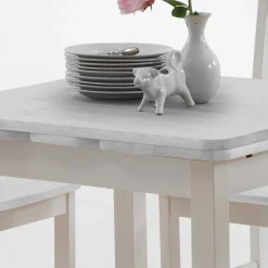 Wohnen Esstisch mit Stühlen Vironegras in Weiß (fünfteilig)