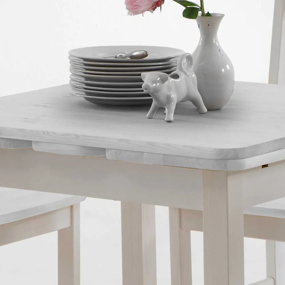 Wohnen Esstisch mit Stühlen Vironegras in Weiß (fünfteilig)