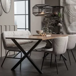 Wohnen Esstisch Polsterbank in Offwhite Hellgrau - Utperio