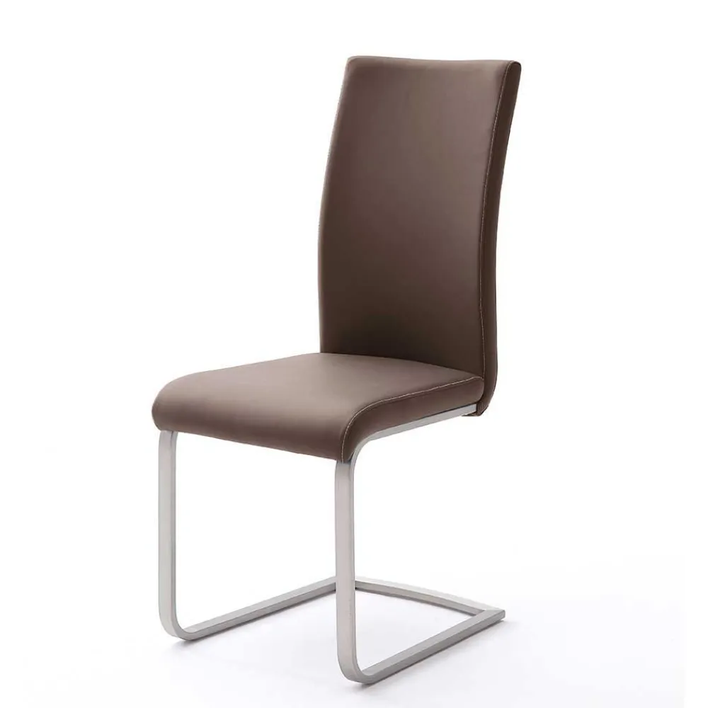 Wohnen Esstisch Schwingstuhl in Braun Finca Kunstleder (4er Set)