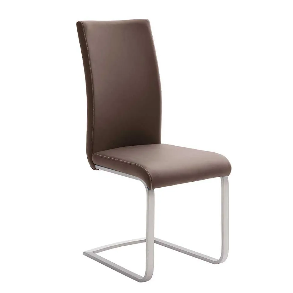 Wohnen Esstisch Schwingstuhl in Braun Finca Kunstleder (4er Set)