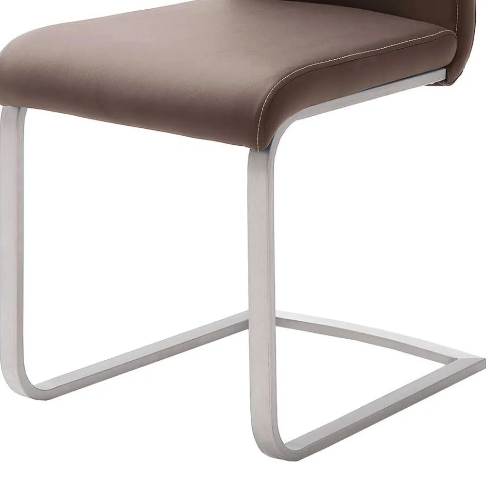 Wohnen Esstisch Schwingstuhl in Braun Finca Kunstleder (4er Set)