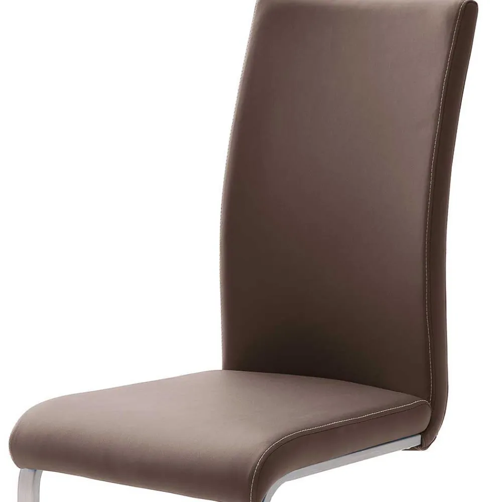 Wohnen Esstisch Schwingstuhl in Braun Finca Kunstleder (4er Set)