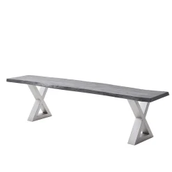 Wohnen Küchenbänke|Esszimmerbänke*Esstisch Sitzbank in Akazie Grau mit Baumkante - Lorencia