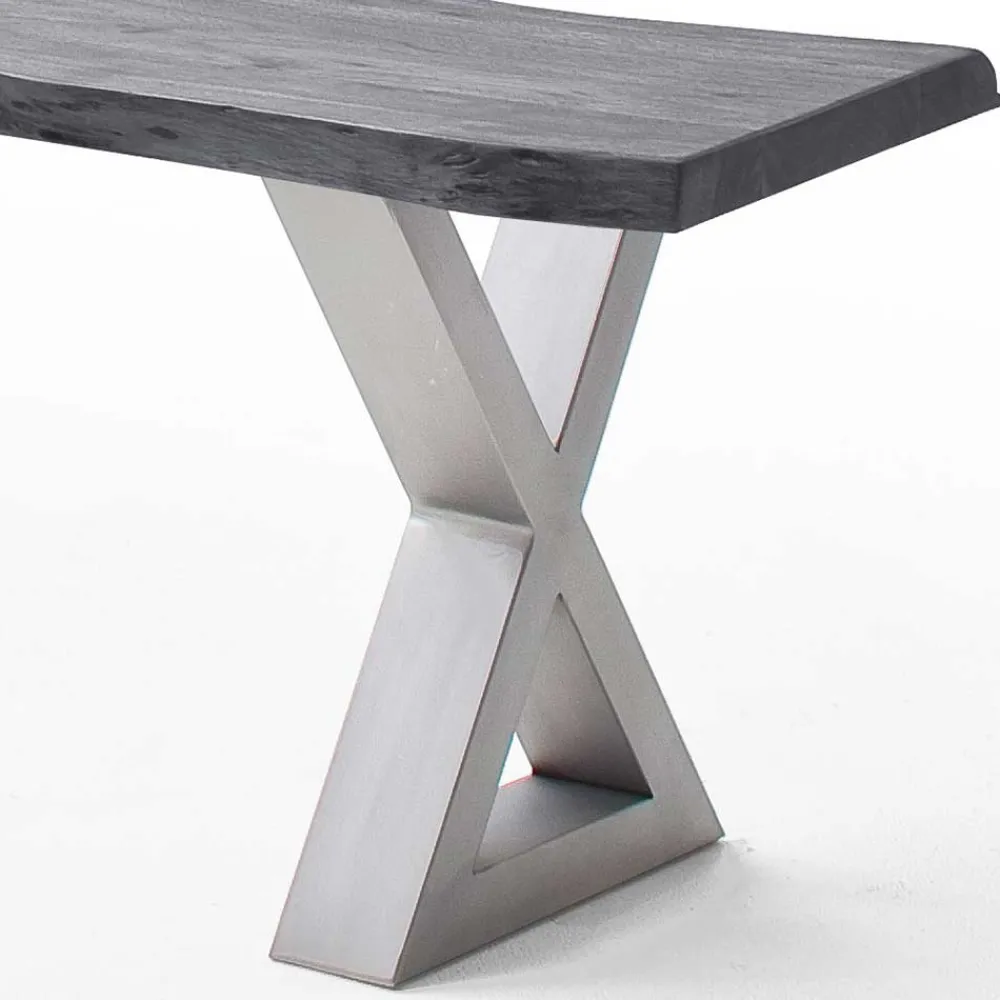 Wohnen Küchenbänke|Esszimmerbänke*Esstisch Sitzbank in Akazie Grau mit Baumkante - Lorencia