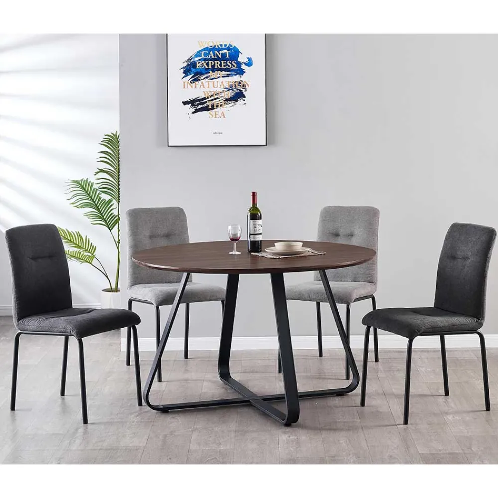 Wohnen Küchen-Essgruppen|Esszimmer Komplett*Esstisch Sitzgruppe mit Tisch Rund - Grace (fünfteilig)