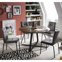 Wohnen Küchen-Essgruppen|Esszimmer Komplett*Esstisch Sitzgruppe mit Tisch Rund - Grace (fünfteilig)