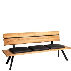 Wohnen Esstischbank mit Rückenlehne in Wildeiche - Piton