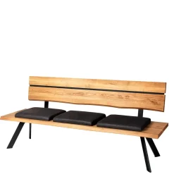 Wohnen Esstischbank mit Rückenlehne in Wildeiche - Piton