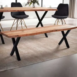 Wohnen Schwarze Möbel|Loft Möbel*Esstischbank mit X-Beinen - Rajavo