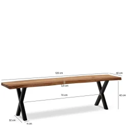 Wohnen Schwarze Möbel|Loft Möbel*Esstischbank mit X-Beinen - Rajavo