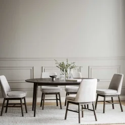 Wohnen Küchen-Essgruppen|Esszimmer Komplett*Esstischgruppe in Eiche Dunkel & Beige - Relencia (siebenteilig)