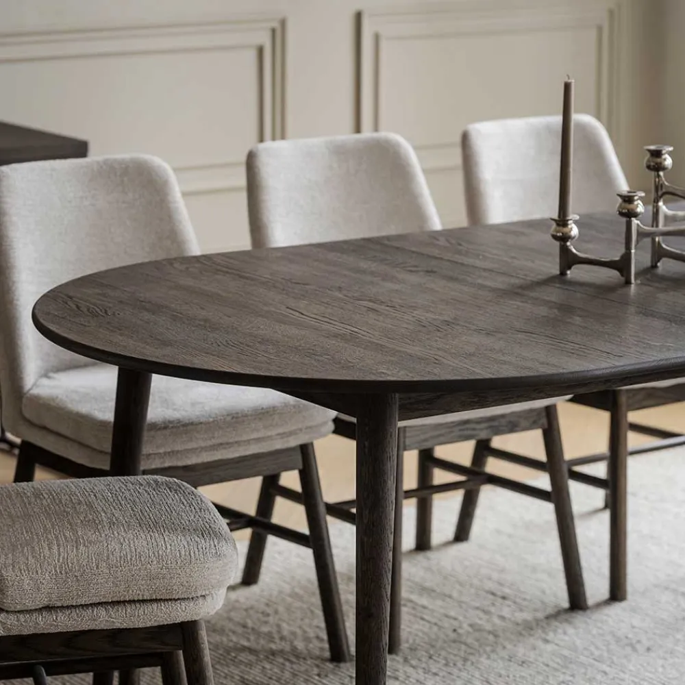 Wohnen Küchen-Essgruppen|Esszimmer Komplett*Esstischgruppe in Eiche Dunkel & Beige - Relencia (siebenteilig)