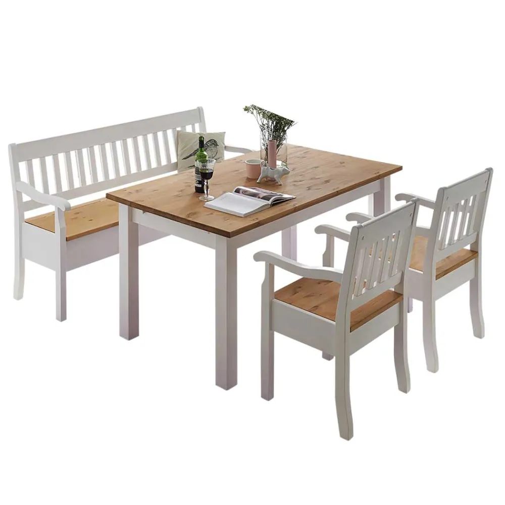 Wohnen Esstischgruppe Molzau in Weiß (vierteilig)