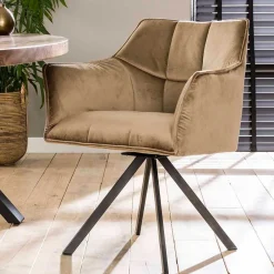 Wohnen Küchenstühle|Esszimmerstühle*Esstischsessel aus Samt Beige - Zegovin (2er Set)