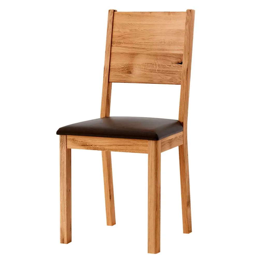 Wohnen Naturholzmöbel|Küchenstühle*Esstischstuhl aus Wildeiche mit Kunstleder Sitz - Ernestan