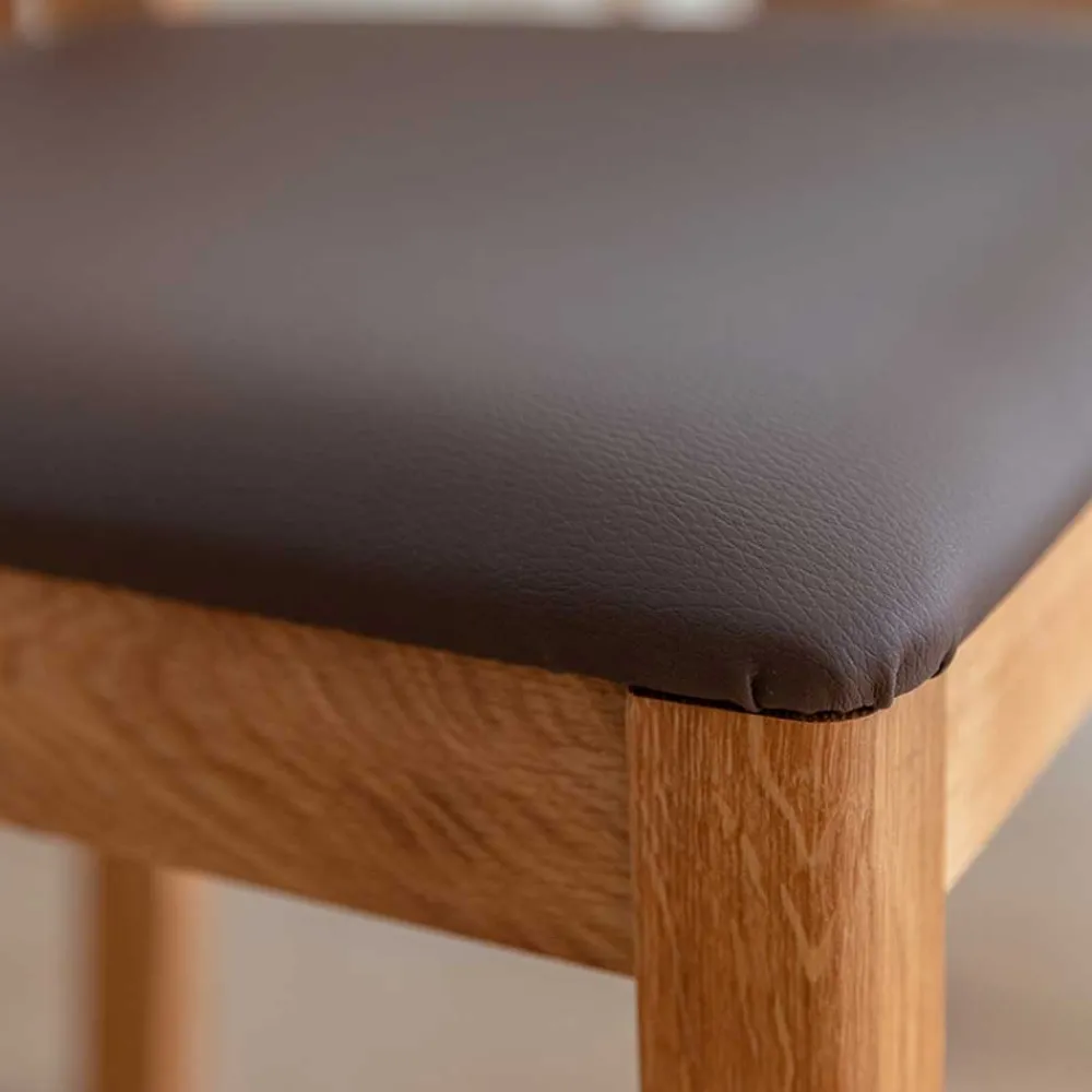 Wohnen Naturholzmöbel|Küchenstühle*Esstischstuhl aus Wildeiche mit Kunstleder Sitz - Ernestan