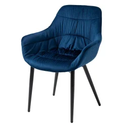 Wohnen Schwarze Möbel|Wohnzimmerstühle*Esszimmer Armlehnenstuhl in Blau Samt - Rulyna