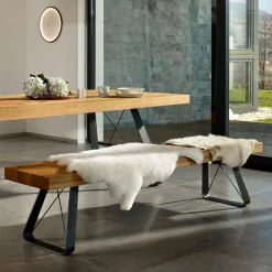 Wohnen Küchenbänke|Esszimmerbänke*Esszimmer Bank aus Eiche & Metall - Ventida