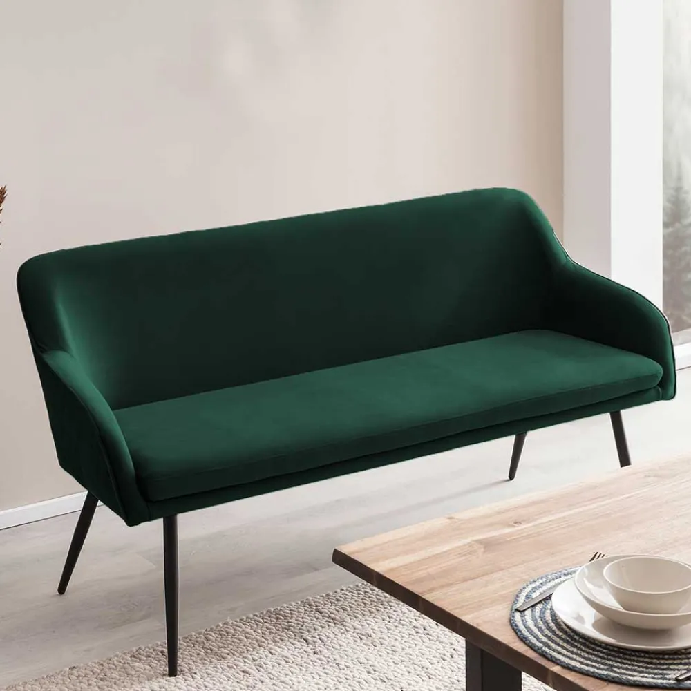 Wohnen Küchenbänke|Esszimmerbänke*Esszimmer Bank in Dunkelgrün Samt - Laruis