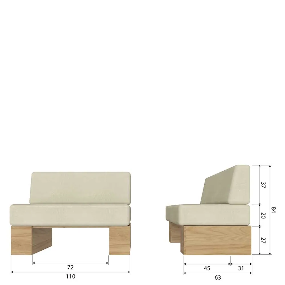 Wohnen Esszimmer Bank mit Rückenpolster - Depera