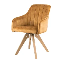 Wohnen Esszimmer Drehsessel in Curry Gelb & Eiche - Zylvia (2er Set)