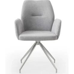 Wohnen Wohnzimmerstühle*Esszimmer Drehstuhl mit Armlehnen in Hellgrau - Chiety