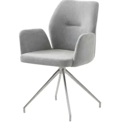 Wohnen Wohnzimmerstühle*Esszimmer Drehstuhl mit Armlehnen in Hellgrau - Chiety