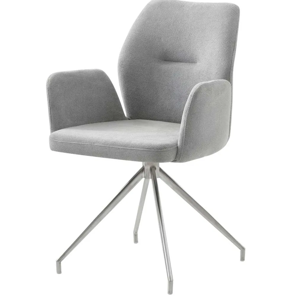 Wohnen Wohnzimmerstühle*Esszimmer Drehstuhl mit Armlehnen in Hellgrau - Chiety