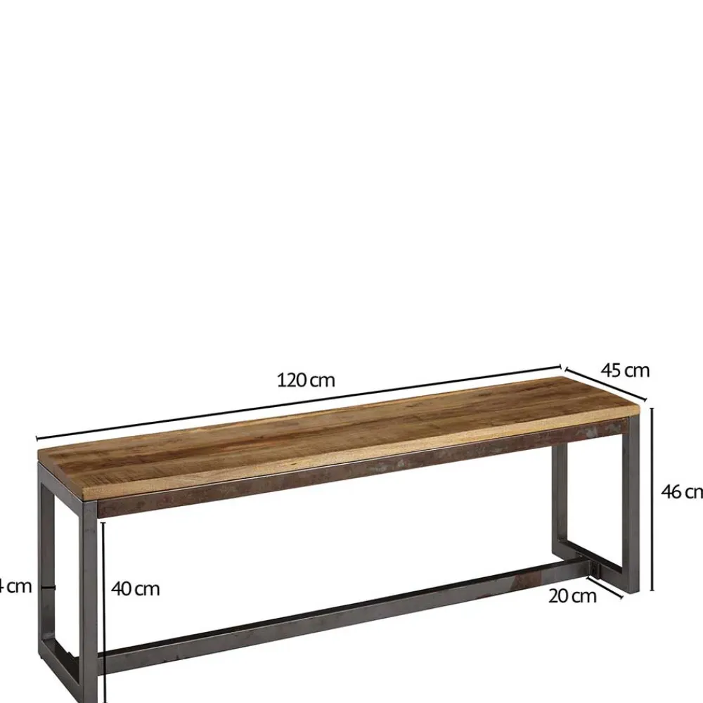 Wohnen Esszimmer Esstisch Bank mit Holzsitz aus Mango - Ligurcia