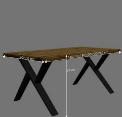 Wohnen Schwarze Möbel|Naturholzmöbel*Esszimmer Esstisch mit Schweizer Kante - Syria