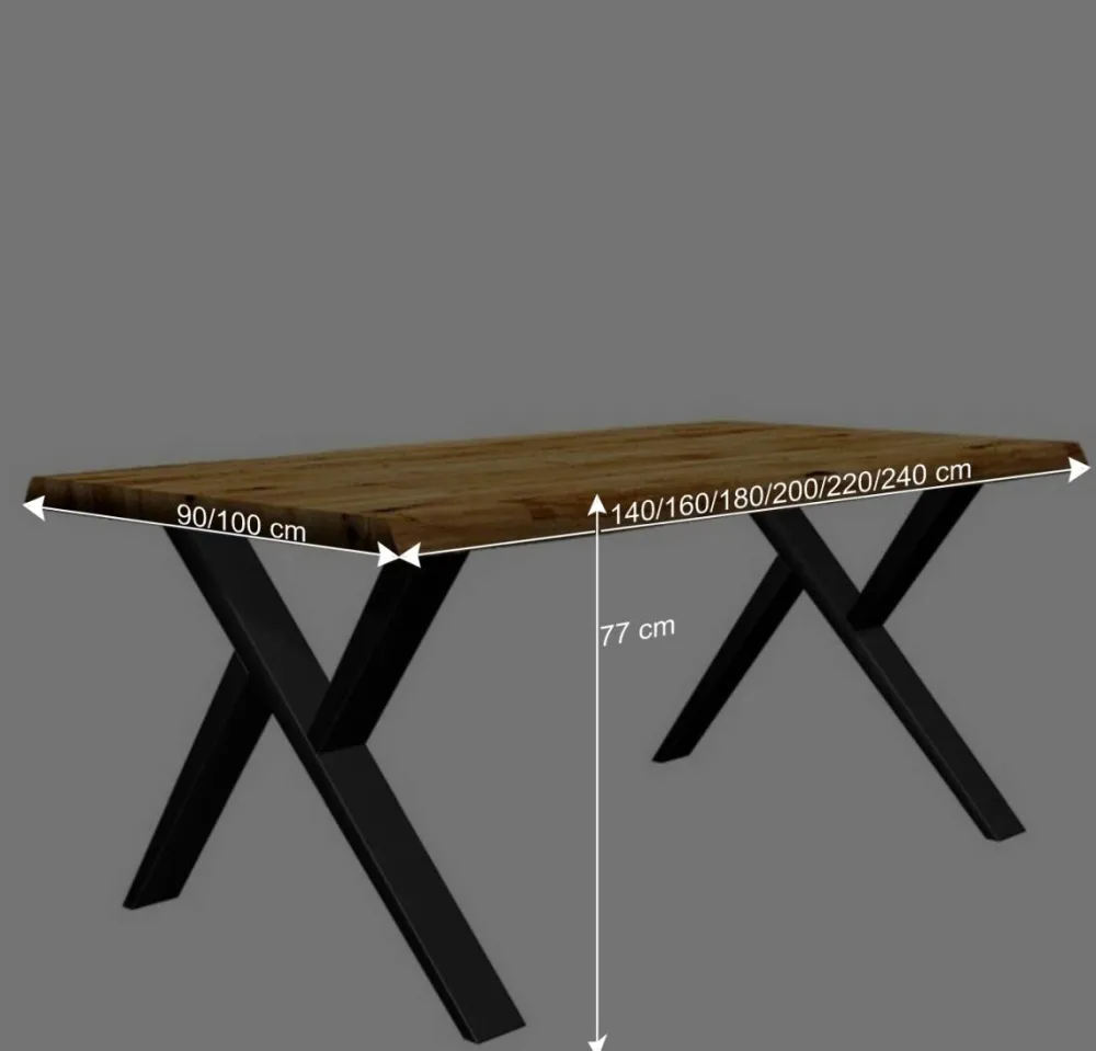 Wohnen Schwarze Möbel|Naturholzmöbel*Esszimmer Esstisch mit Schweizer Kante - Syria