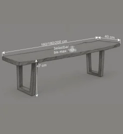 Wohnen Loft Möbel|Industrial Möbel*Esszimmer Esstischbank mit Baumkanten - Onan